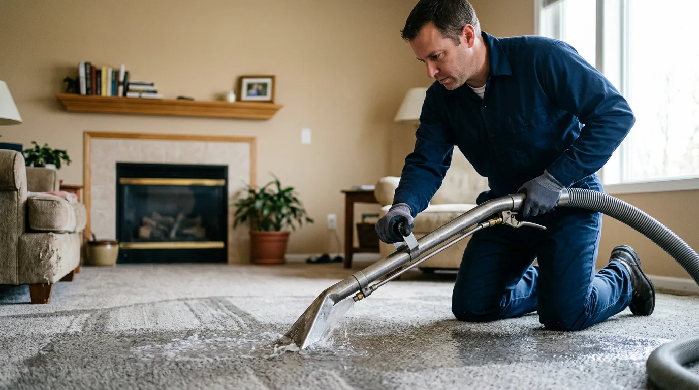 Water damage restoration technician working near Sycamore, KS